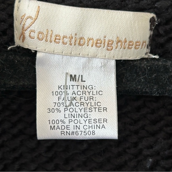 Collection Eighteen Women’s Circle Cadigan Knit Vest M/L Black Faux Fur Goblin - Picture 5 of 10